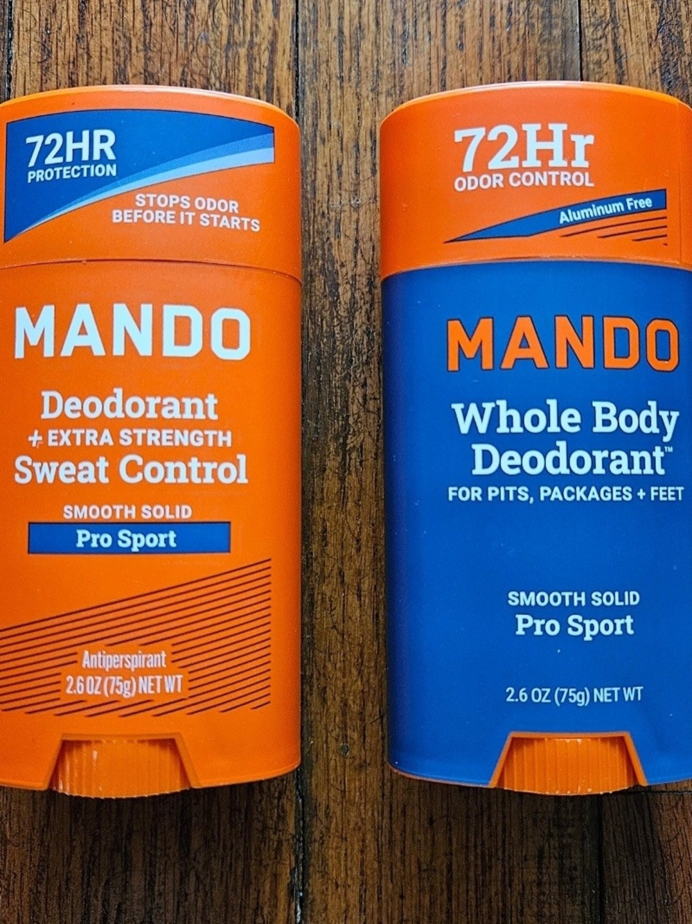 2 Mando Deodorants, Whole Body, Extra Strength Sweat Control, 2.6 oz each